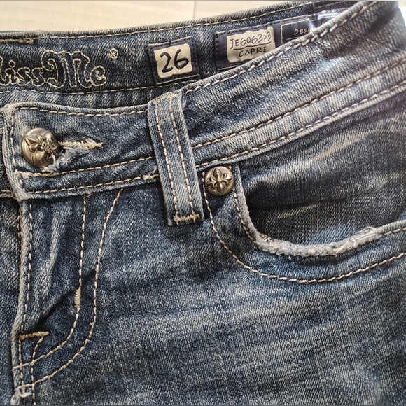 Miss Me Ankle Skinny Jeans,Women Blue Denim+Silver Studs,Distressed,Pockets, 26 - Picture 9 of 14